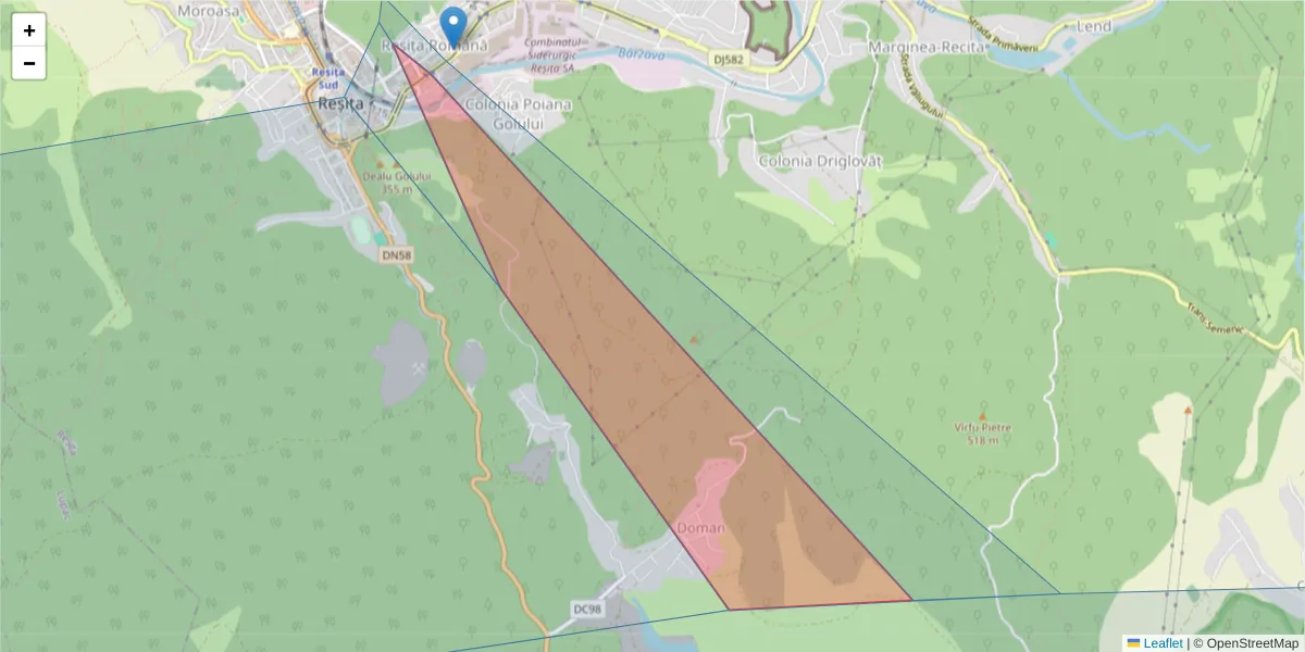 Hartă a codului poștal  și a codurilor poștale învecinate