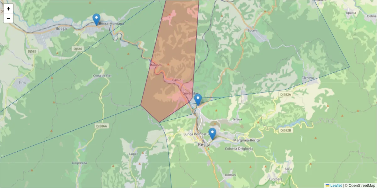 Hartă a codului poștal  și a codurilor poștale învecinate