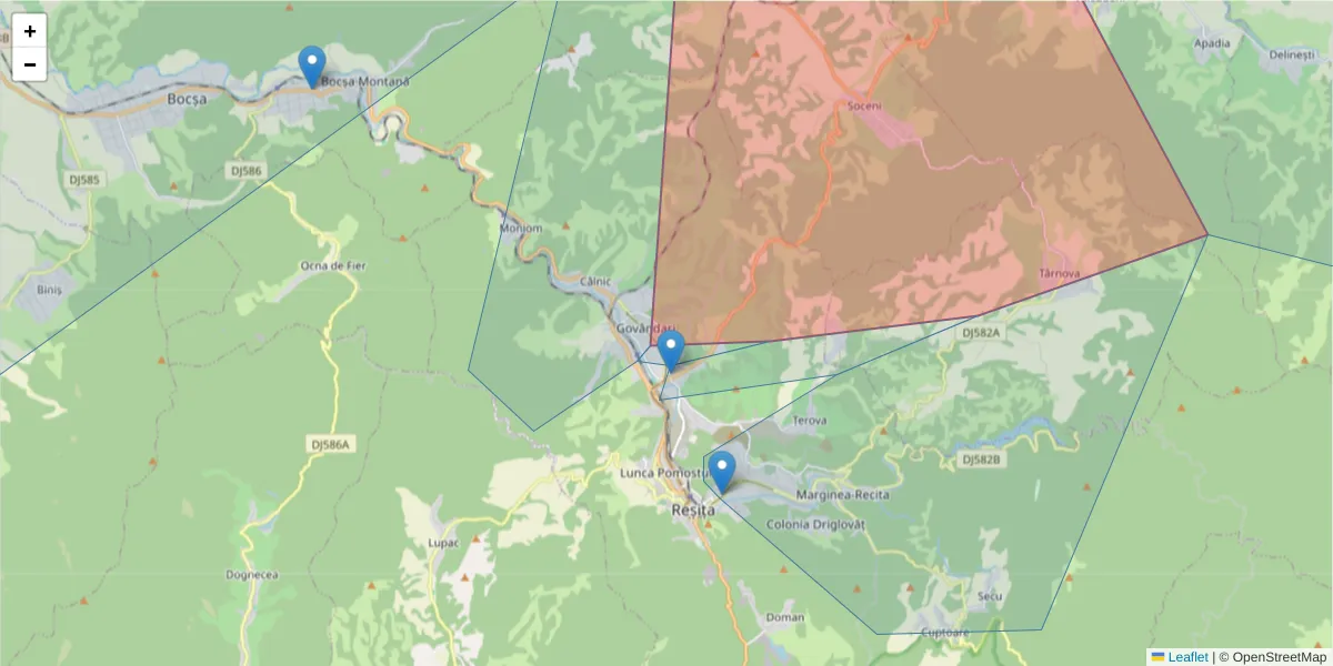 Hartă a codului poștal  și a codurilor poștale învecinate