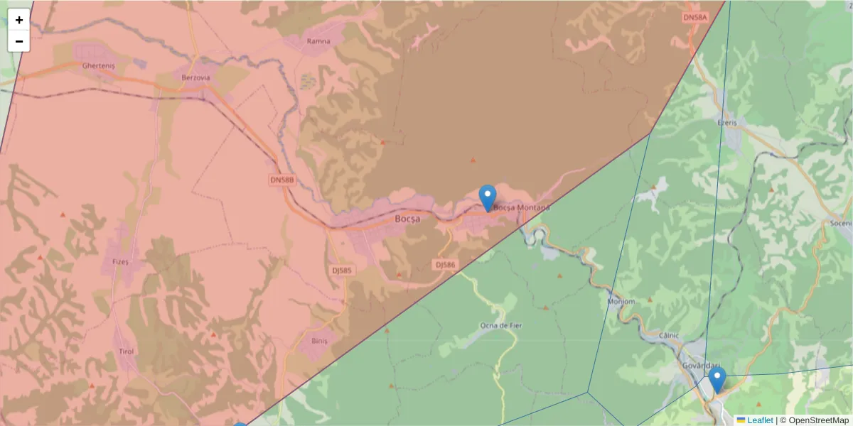 Hartă a codului poștal  și a codurilor poștale învecinate