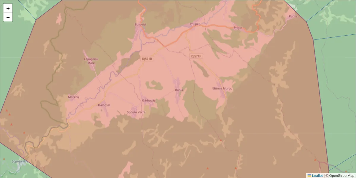 Hartă a codului poștal  și a codurilor poștale învecinate