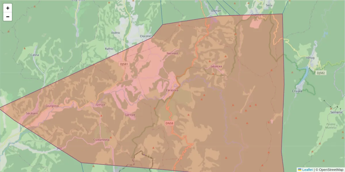 Hartă a codului poștal  și a codurilor poștale învecinate