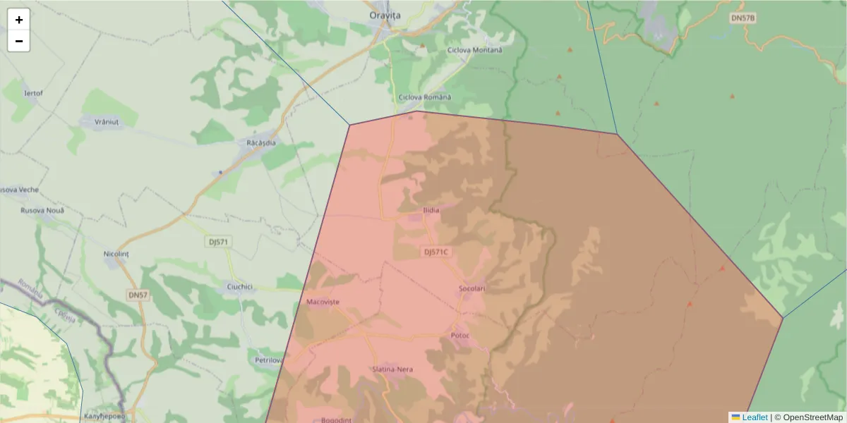 Hartă a codului poștal  și a codurilor poștale învecinate