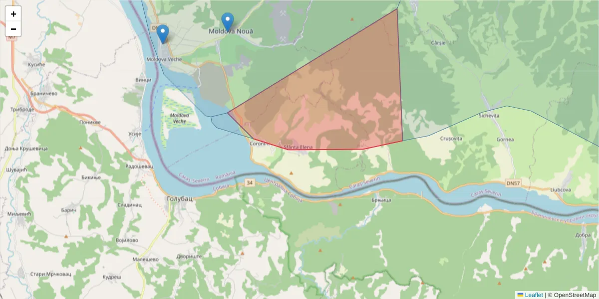 Hartă a codului poștal  și a codurilor poștale învecinate