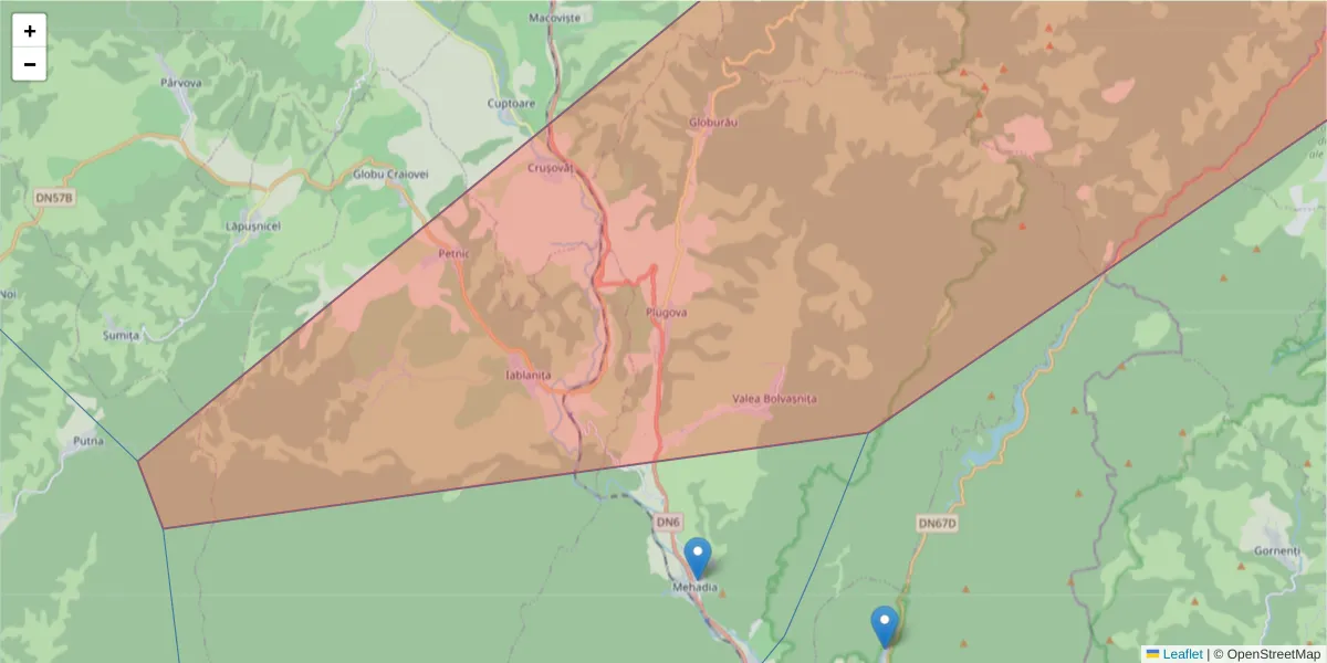 Hartă a codului poștal  și a codurilor poștale învecinate