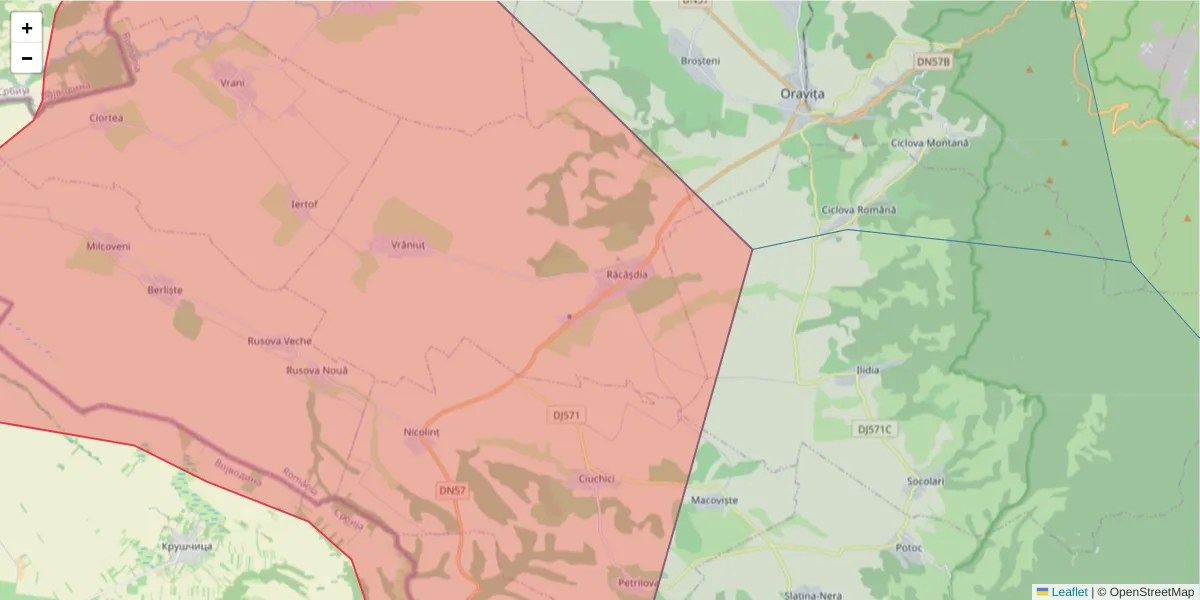 Hartă a codului poștal  și a codurilor poștale învecinate