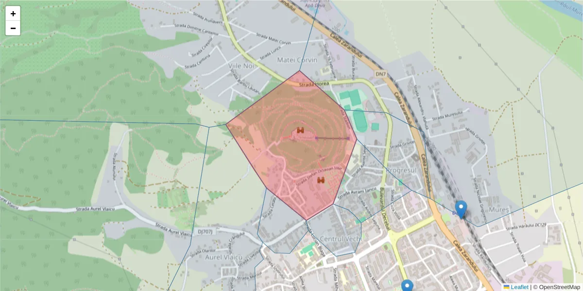 Hartă a codului poștal  și a codurilor poștale învecinate