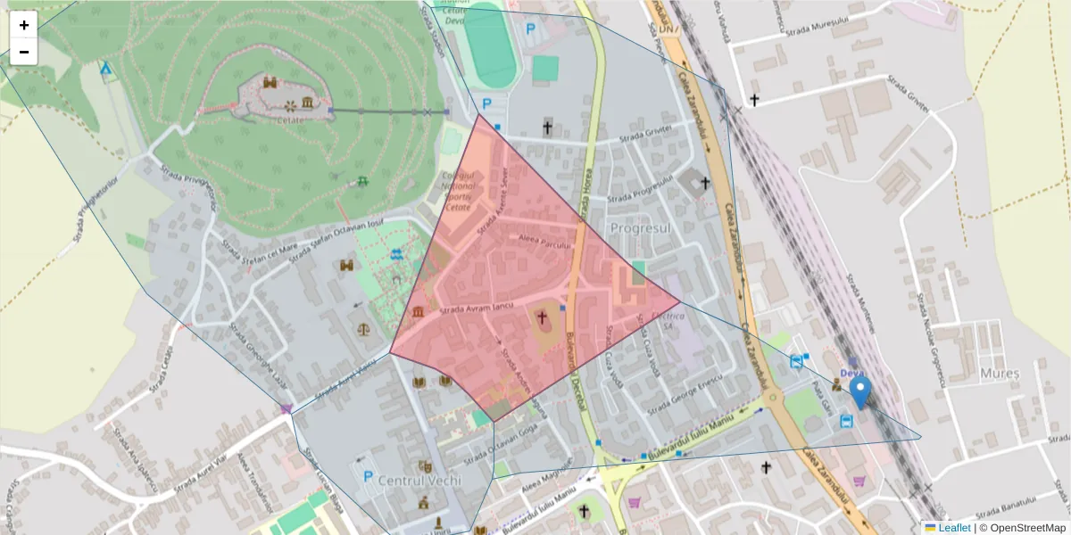 Hartă a codului poștal  și a codurilor poștale învecinate