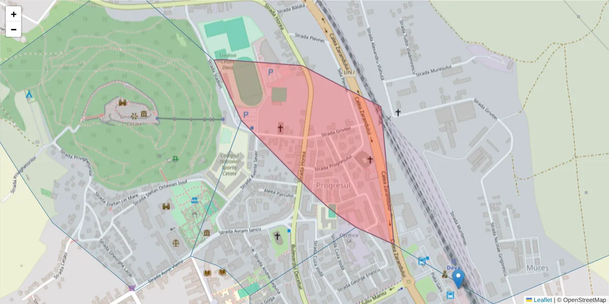 Hartă a codului poștal  și a codurilor poștale învecinate