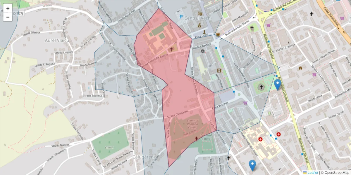 Hartă a codului poștal  și a codurilor poștale învecinate