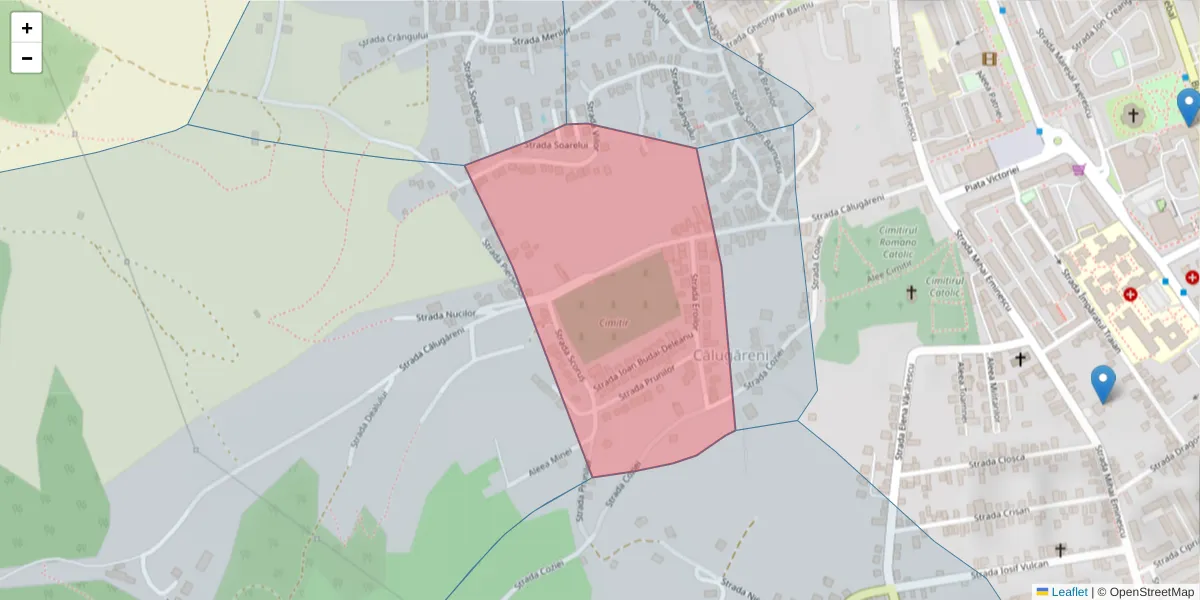 Hartă a codului poștal  și a codurilor poștale învecinate