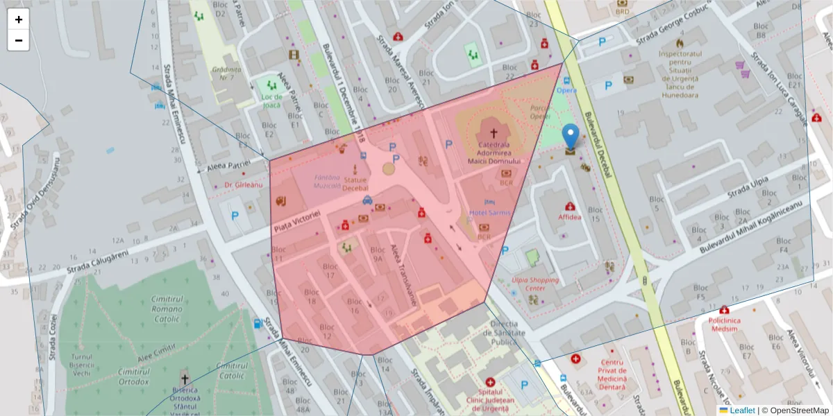 Hartă a codului poștal  și a codurilor poștale învecinate