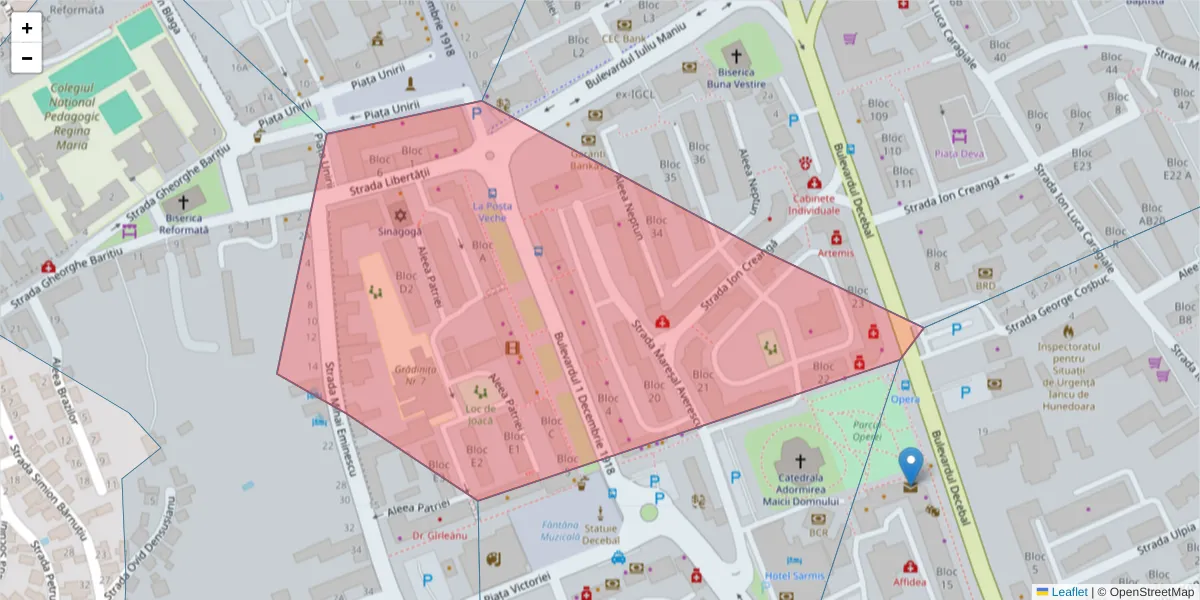 Hartă a codului poștal  și a codurilor poștale învecinate