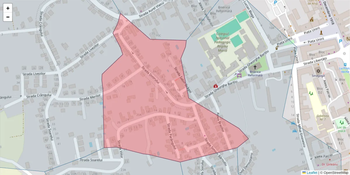 Hartă a codului poștal  și a codurilor poștale învecinate