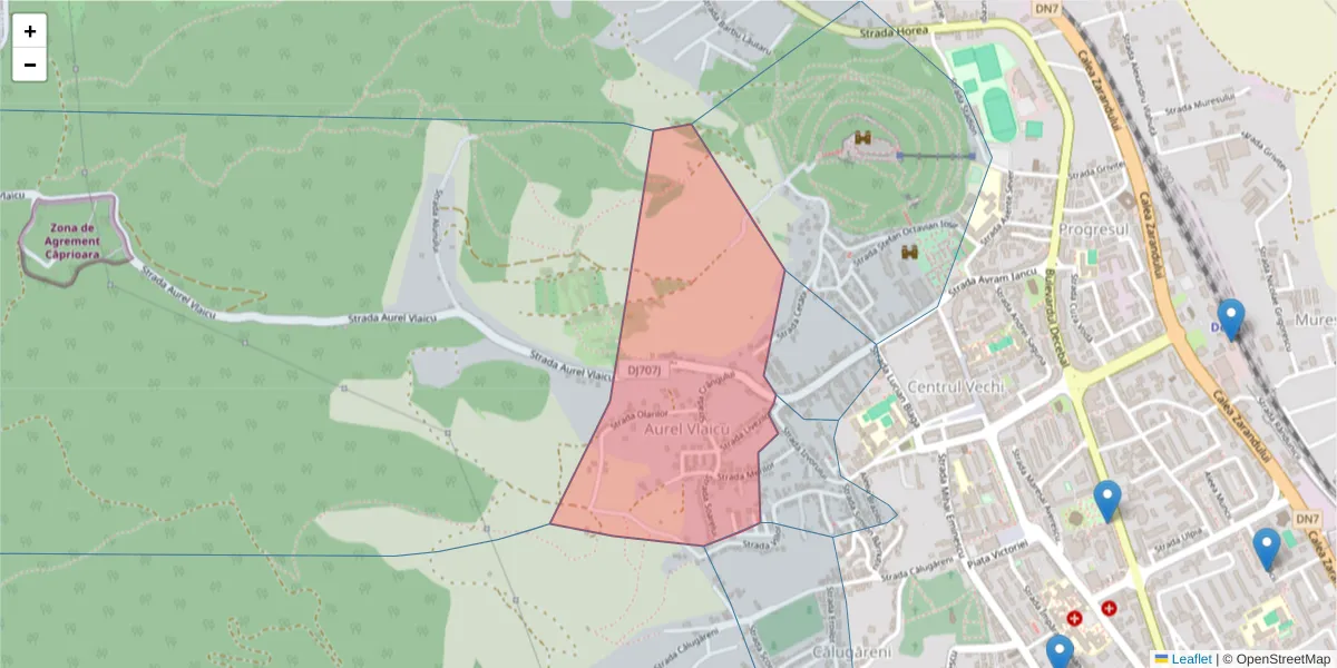 Hartă a codului poștal  și a codurilor poștale învecinate