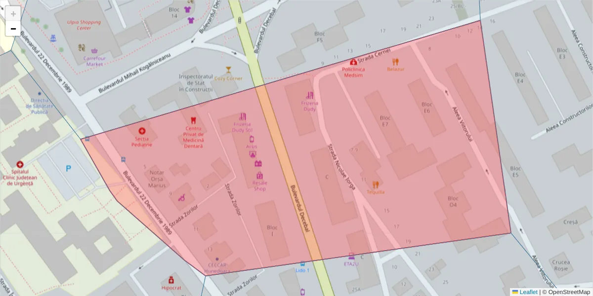 Hartă a codului poștal  și a codurilor poștale învecinate