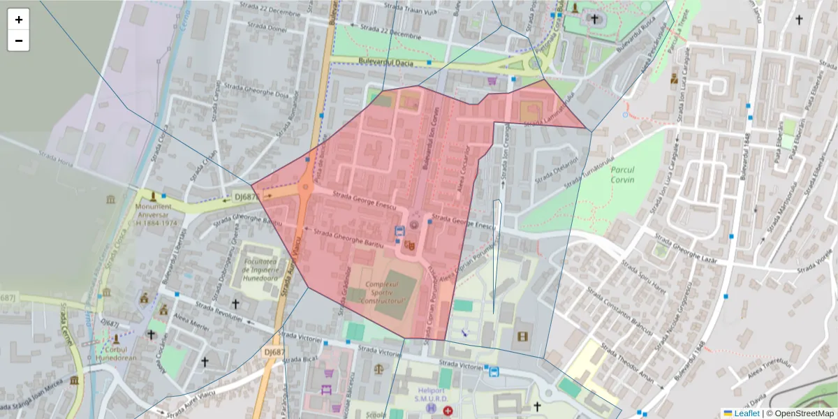 Hartă a codului poștal  și a codurilor poștale învecinate