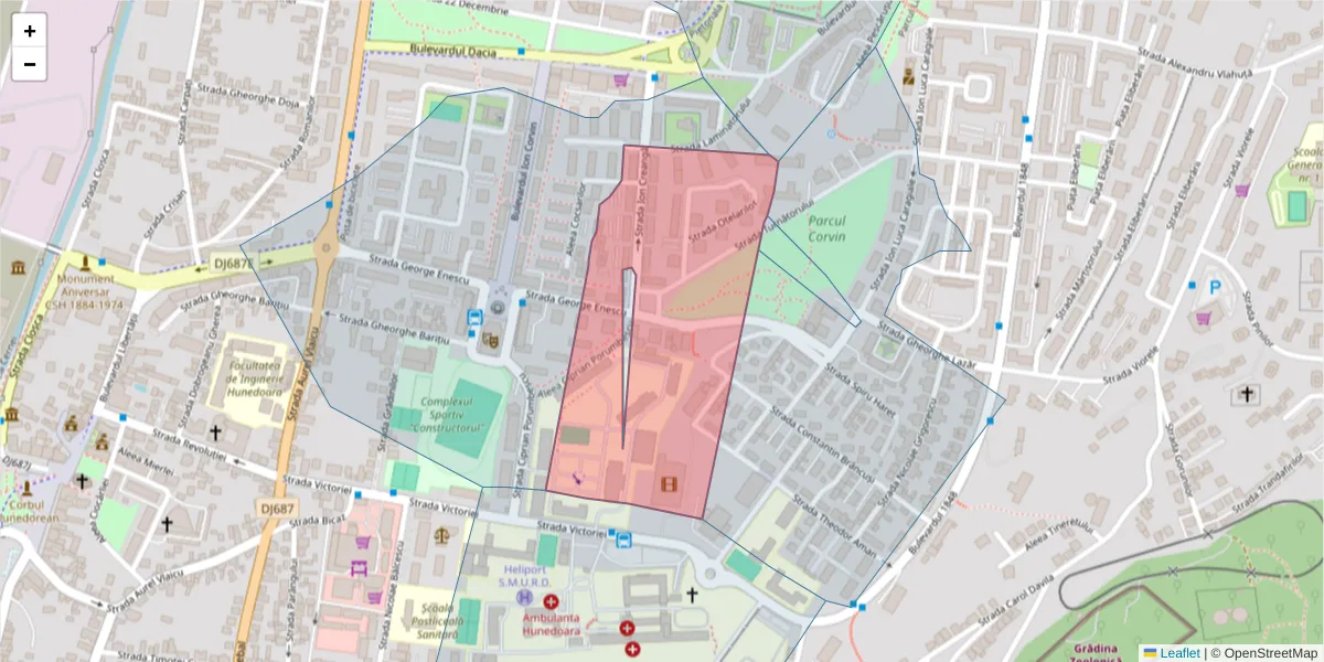 Hartă a codului poștal  și a codurilor poștale învecinate