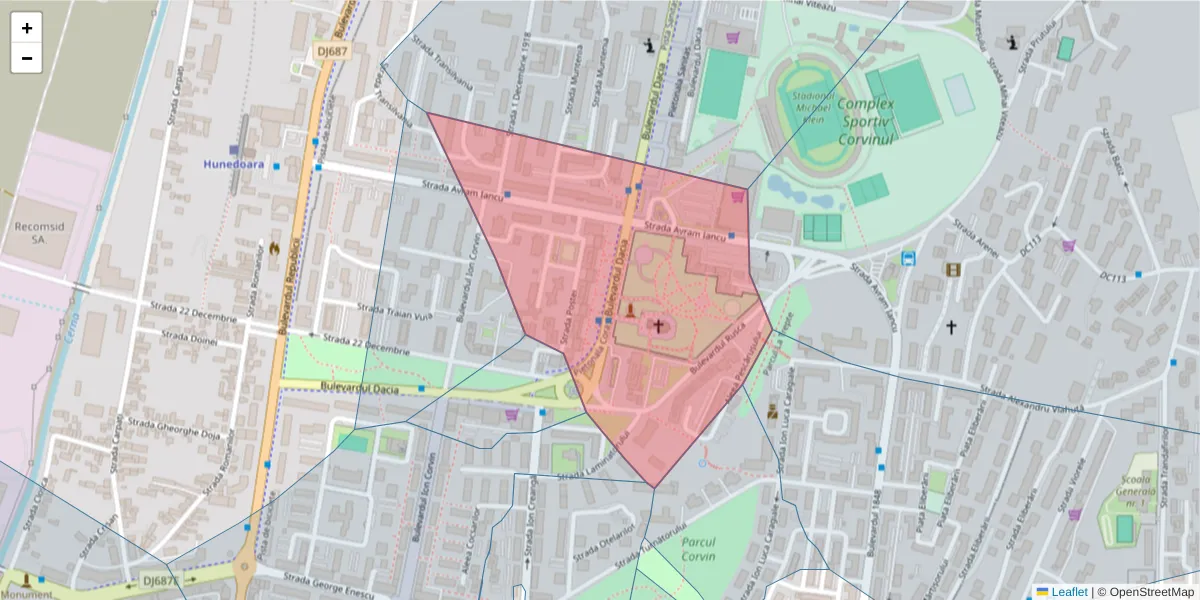 Hartă a codului poștal  și a codurilor poștale învecinate