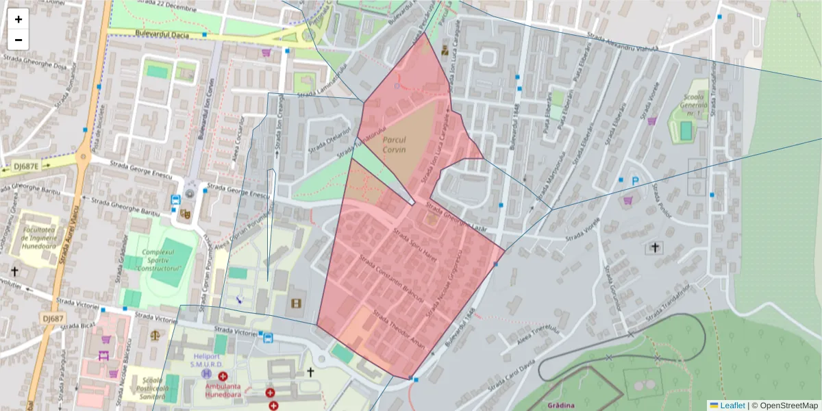 Hartă a codului poștal  și a codurilor poștale învecinate