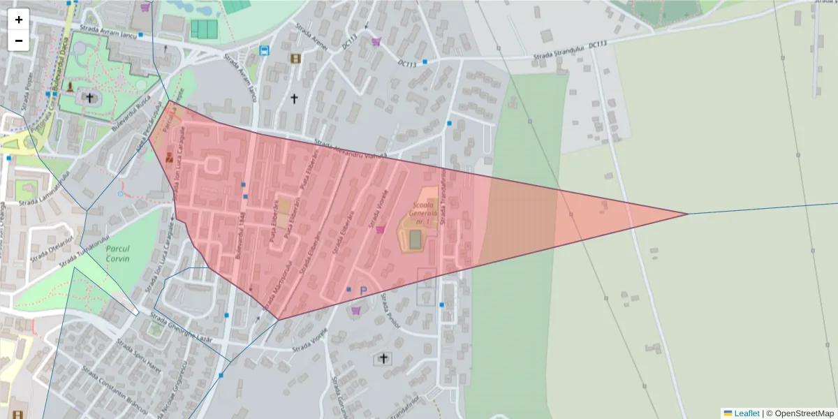 Hartă a codului poștal  și a codurilor poștale învecinate