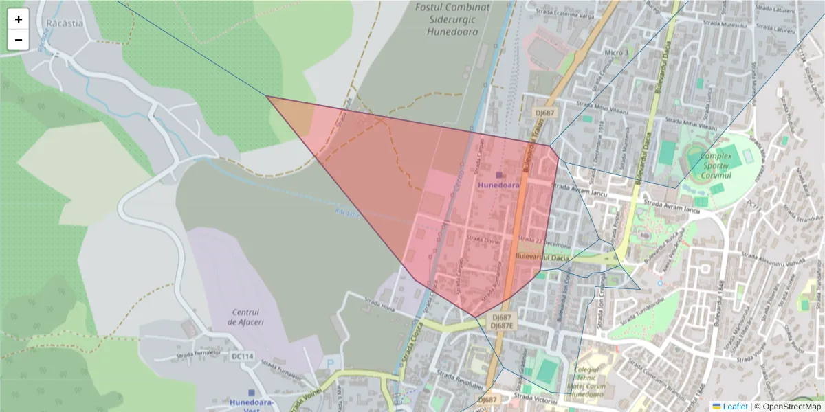 Hartă a codului poștal  și a codurilor poștale învecinate