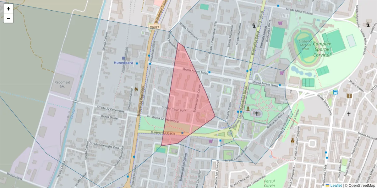 Hartă a codului poștal  și a codurilor poștale învecinate