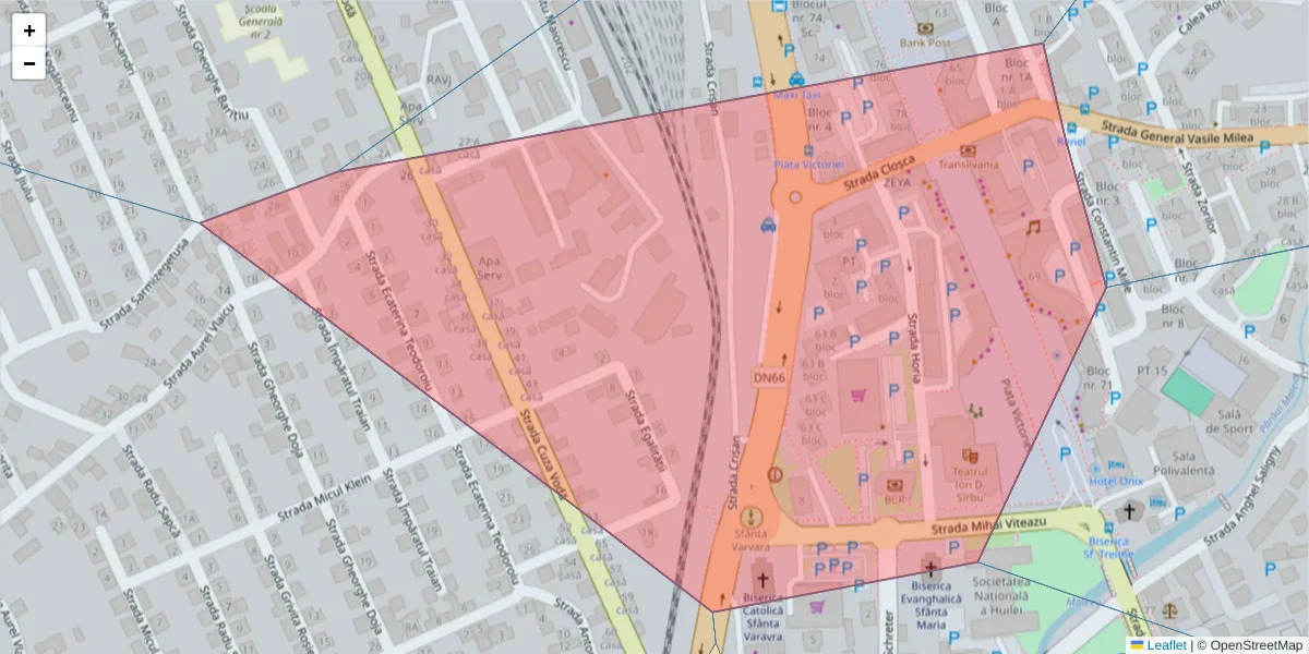 Hartă a codului poștal  și a codurilor poștale învecinate