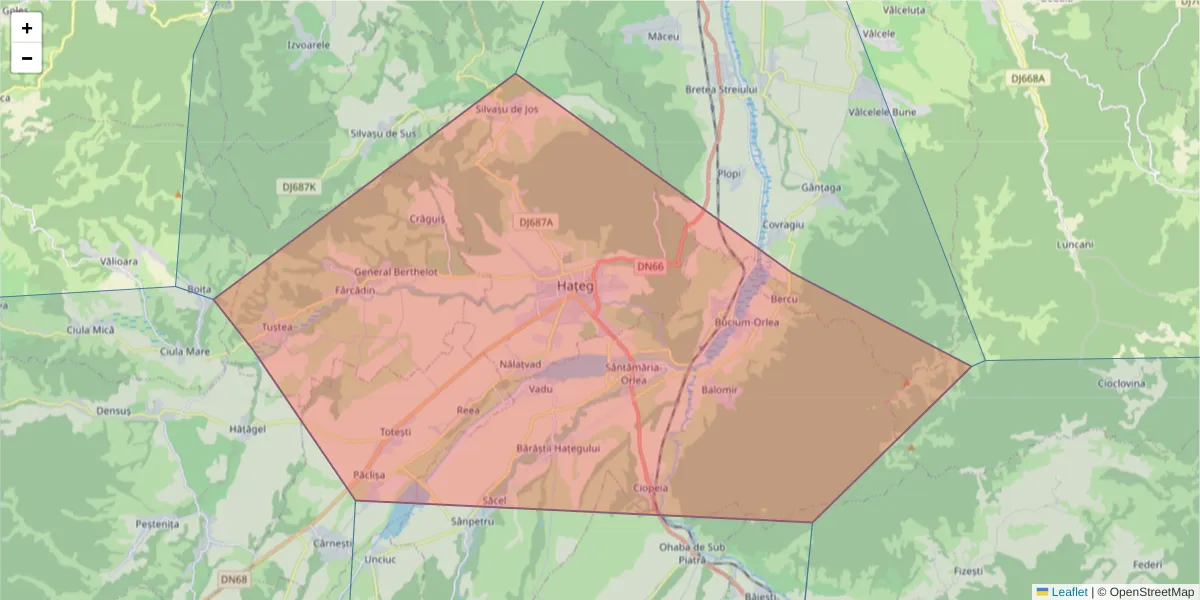 Hartă a codului poștal  și a codurilor poștale învecinate