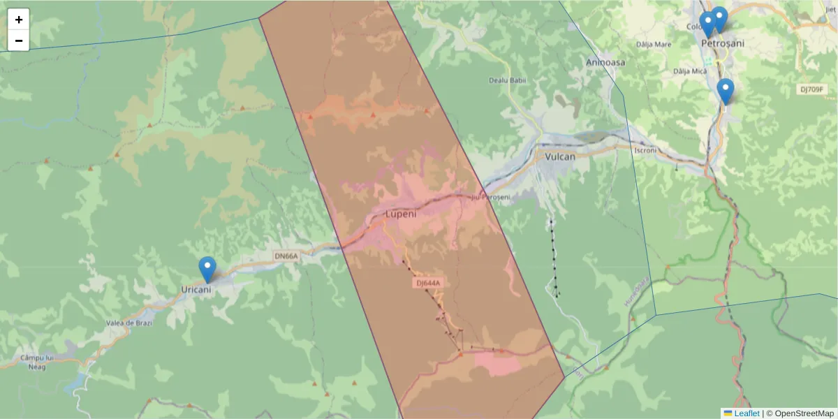 Hartă a codului poștal  și a codurilor poștale învecinate