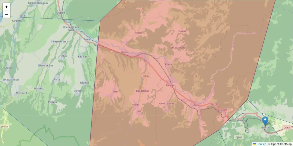 Hartă a codului poștal  și a codurilor poștale învecinate