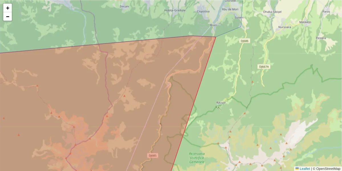 Hartă a codului poștal  și a codurilor poștale învecinate