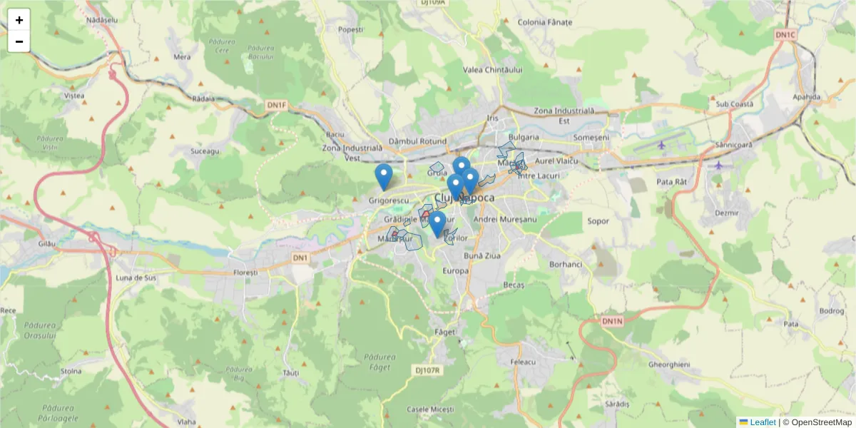 Hartă a codului poștal  și a codurilor poștale învecinate