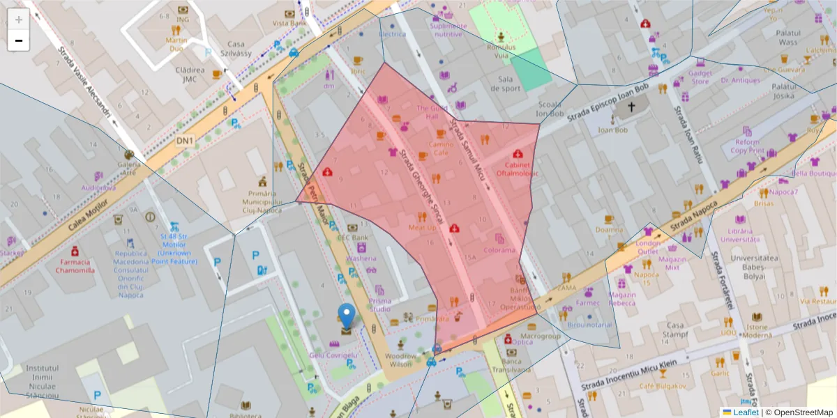 Hartă a codului poștal  și a codurilor poștale învecinate