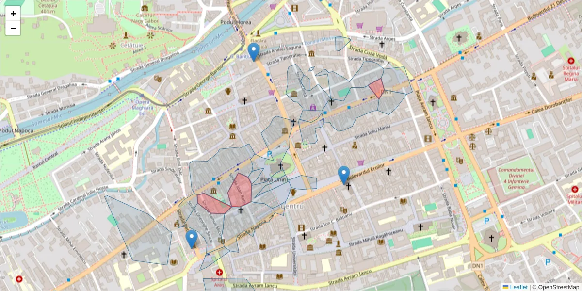 Hartă a codului poștal  și a codurilor poștale învecinate