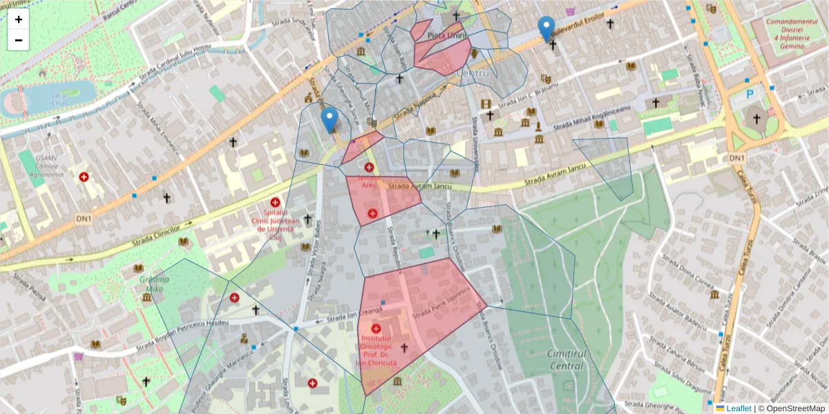 Hartă a codului poștal  și a codurilor poștale învecinate