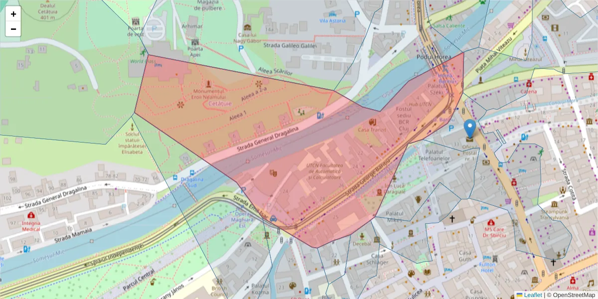 Hartă a codului poștal  și a codurilor poștale învecinate