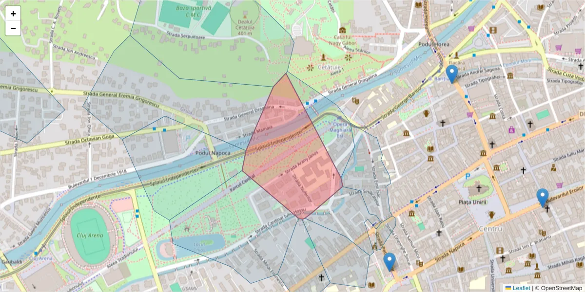 Hartă a codului poștal  și a codurilor poștale învecinate