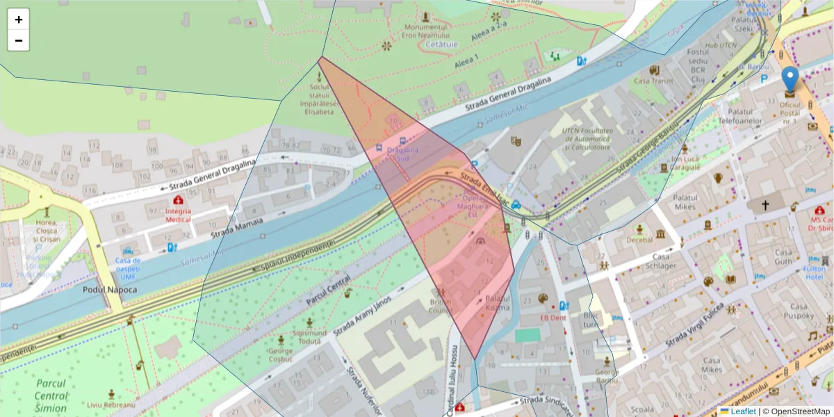 Hartă a codului poștal  și a codurilor poștale învecinate