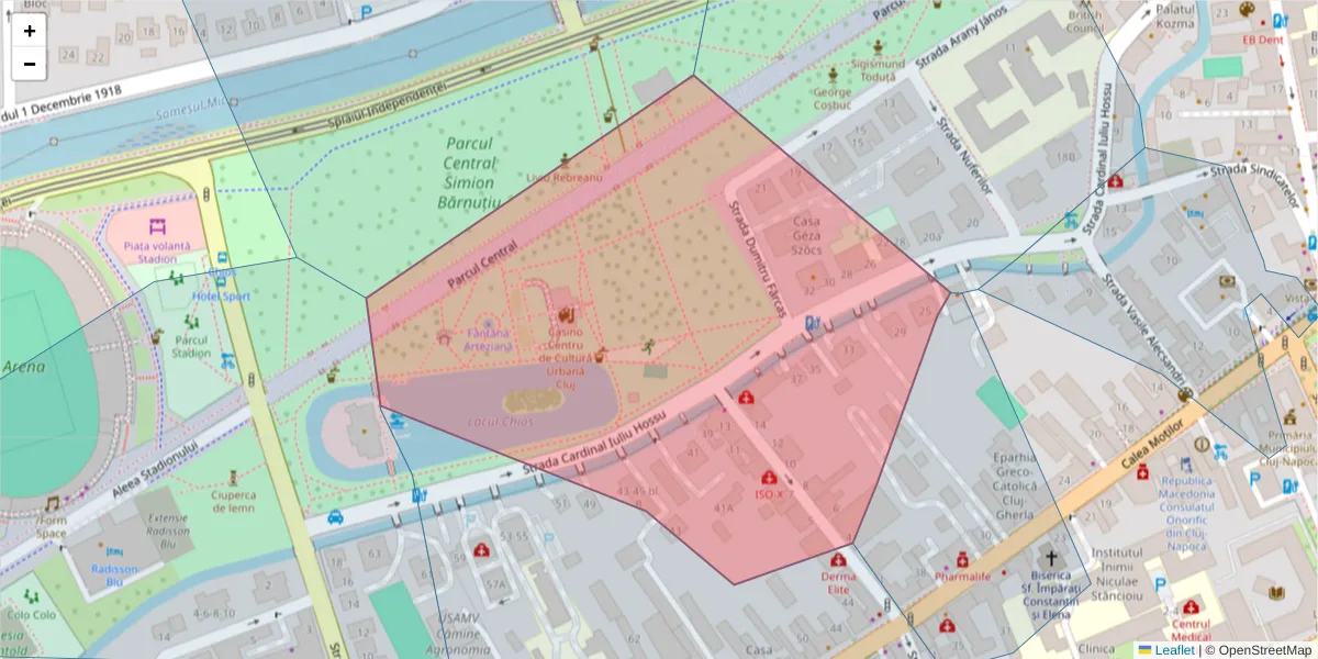 Hartă a codului poștal  și a codurilor poștale învecinate