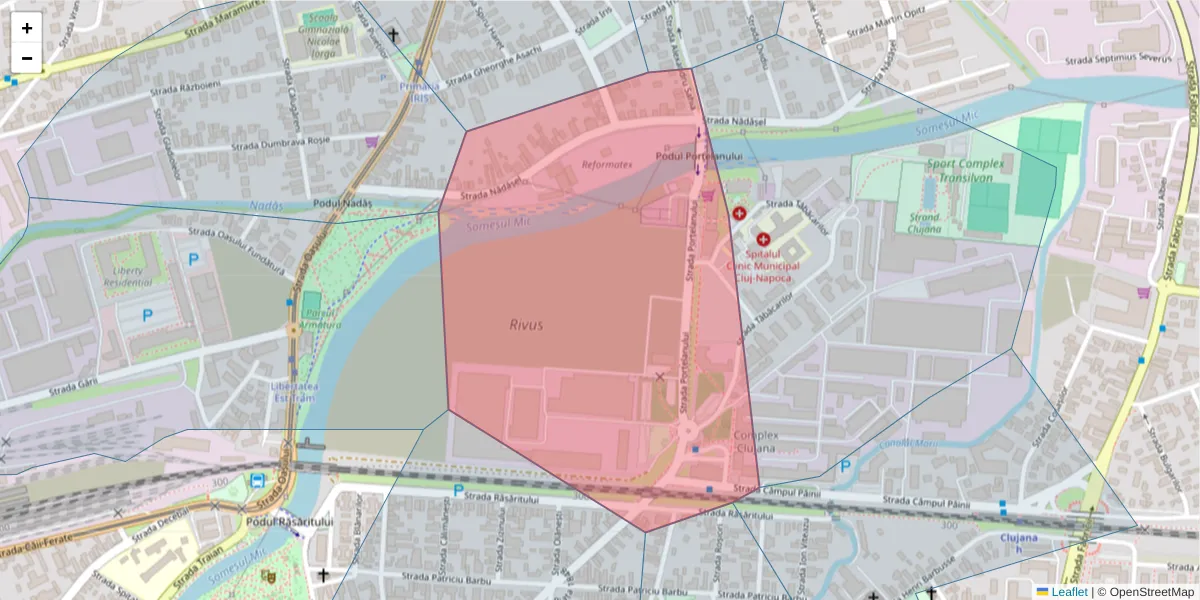 Hartă a codului poștal  și a codurilor poștale învecinate