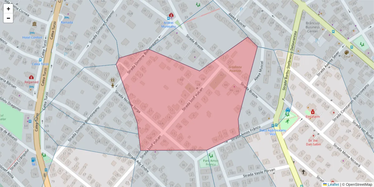 Hartă a codului poștal  și a codurilor poștale învecinate