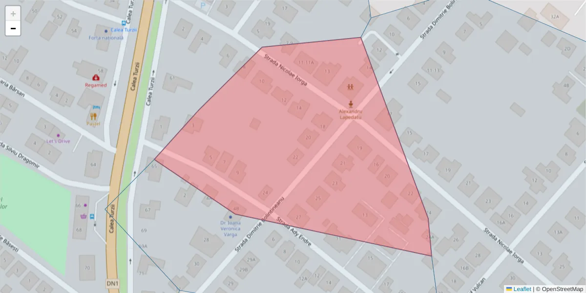 Hartă a codului poștal  și a codurilor poștale învecinate