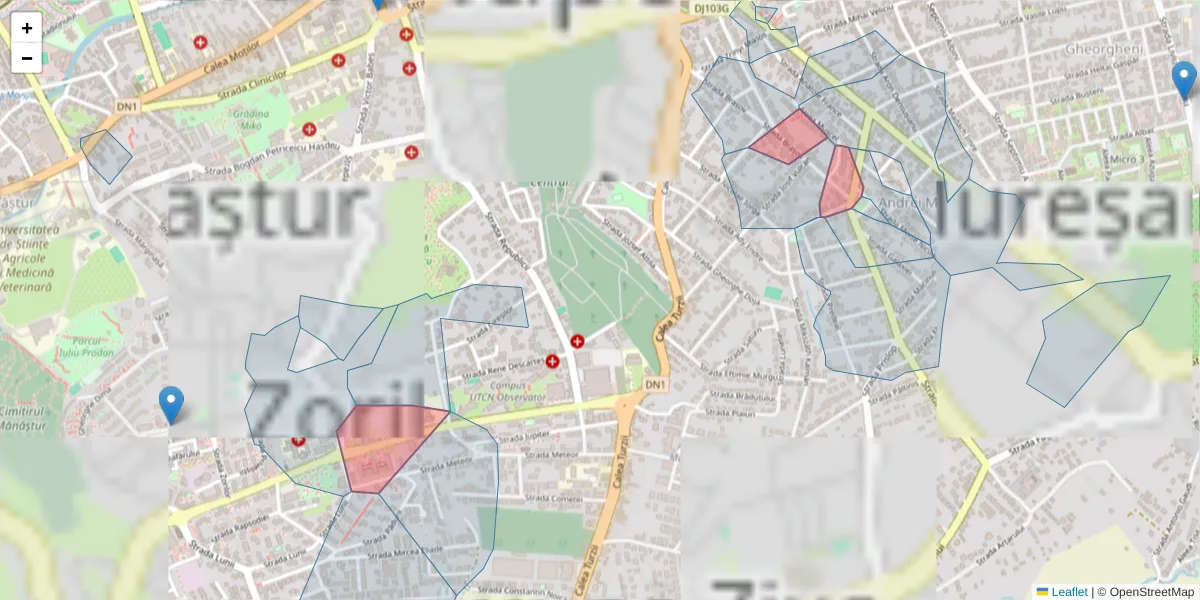 Hartă a codului poștal  și a codurilor poștale învecinate