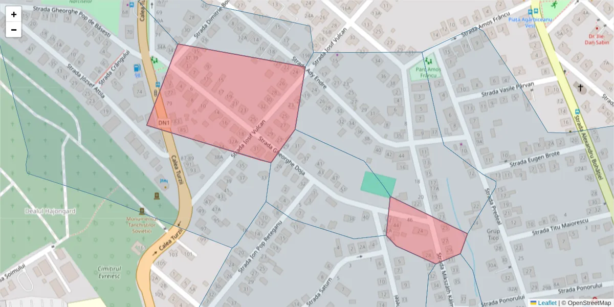 Hartă a codului poștal  și a codurilor poștale învecinate