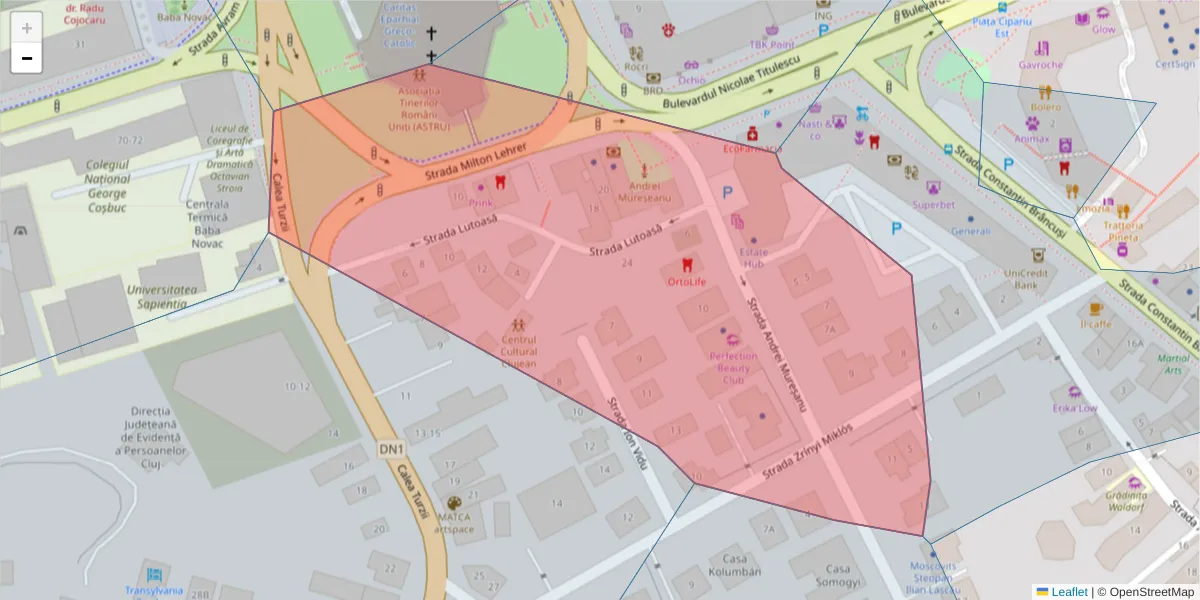 Hartă a codului poștal  și a codurilor poștale învecinate