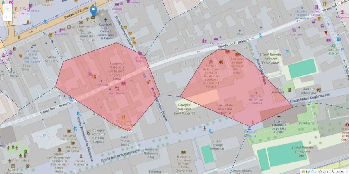 Hartă a codului poștal  și a codurilor poștale învecinate