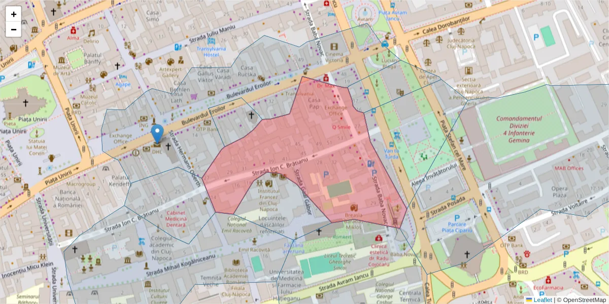 Hartă a codului poștal  și a codurilor poștale învecinate