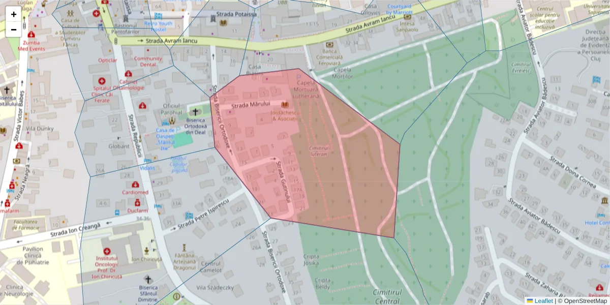 Hartă a codului poștal  și a codurilor poștale învecinate