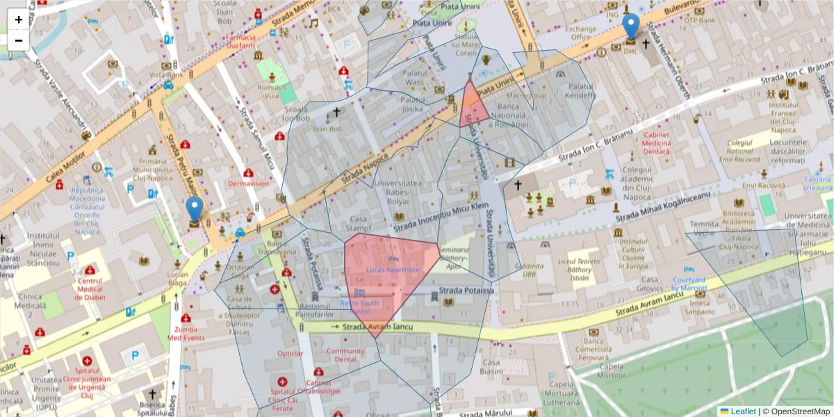 Hartă a codului poștal  și a codurilor poștale învecinate